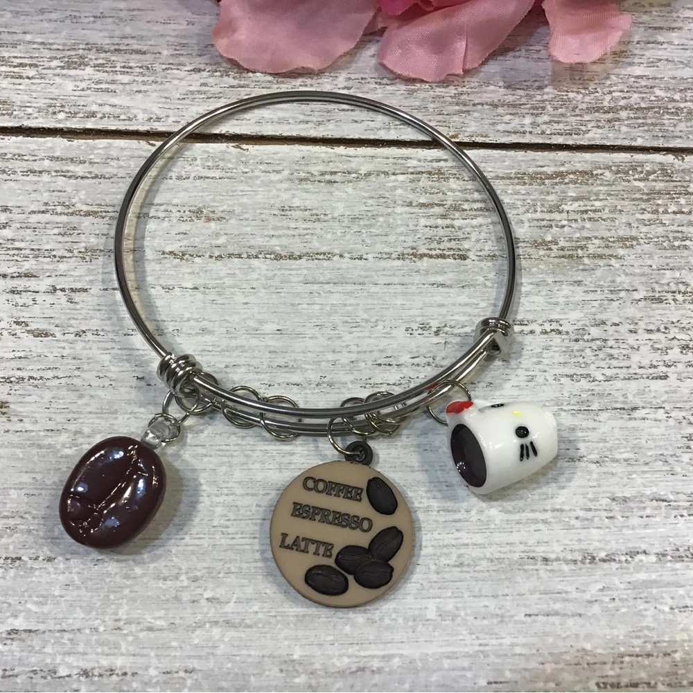 NWOT Coffee Charm Bracelet Cuff